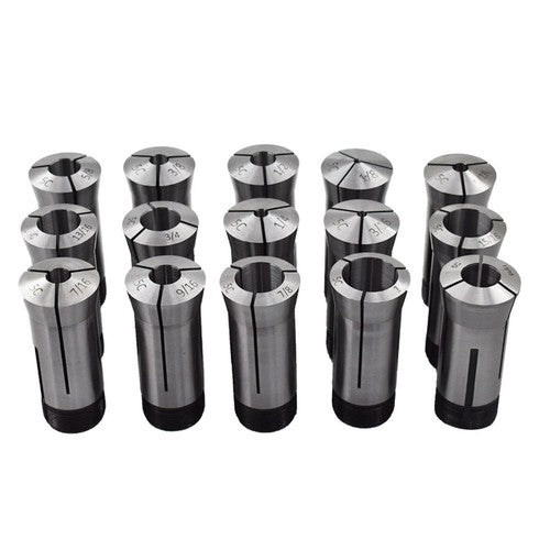 Solid Spare 15 Piece Set 1/8"-1" Capacity TIR 0.0005" High Precision 5C Round Collet