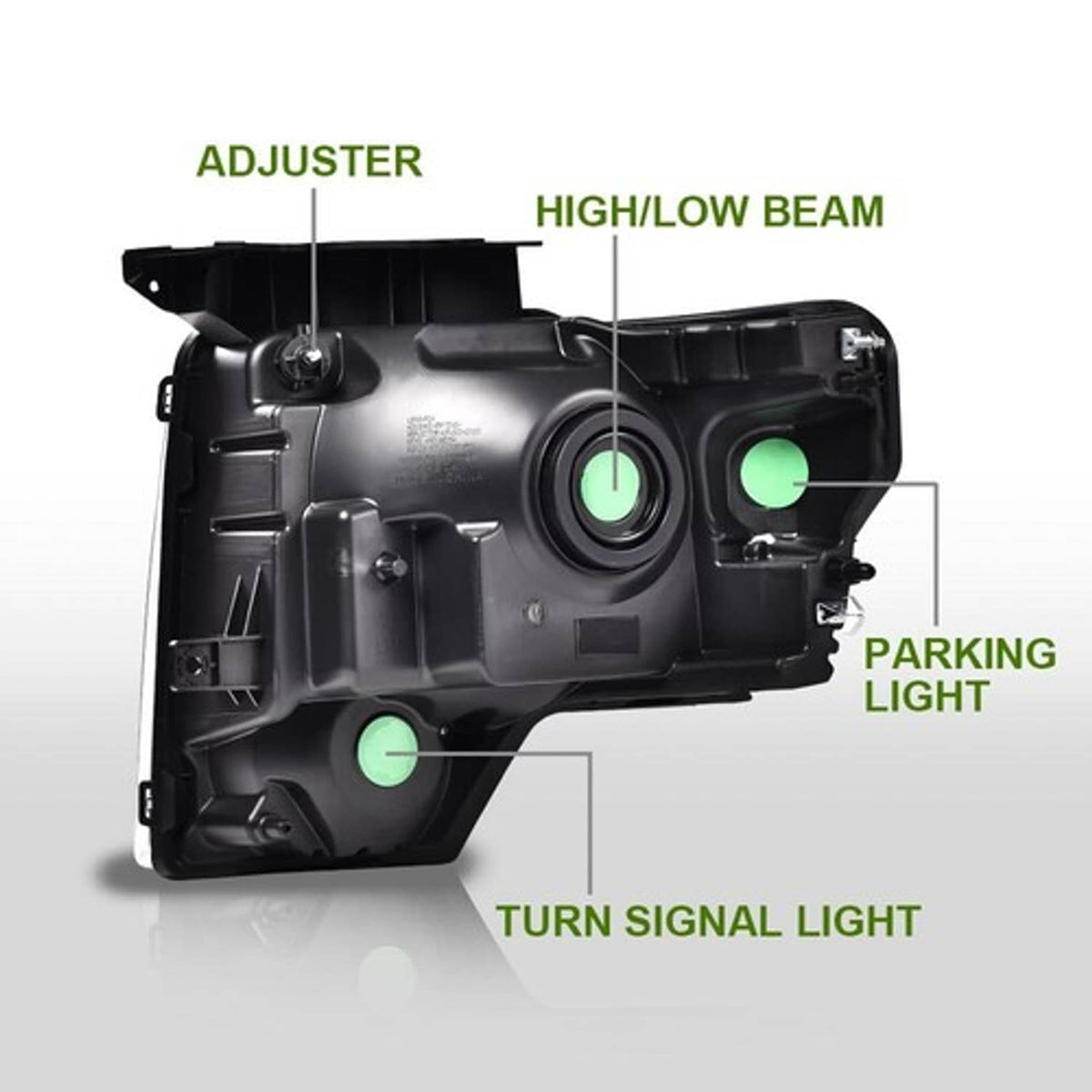 Solid Spare Clear Lens Black Housing Headlights Lamps Fit For 2009-2014 Ford F150 Pickup