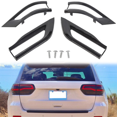 Solid Spare For 2014-2021 Jeep Grand Cherokee Gloss Black Tail Light Lamp Cover Trim Bezel