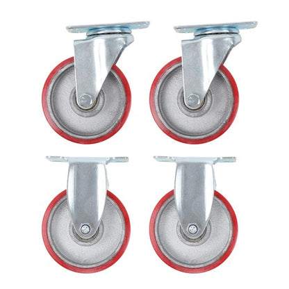 Solid Spare 4Pcs Swivel Caster Wheels 4 Inch Polyurethane Galvanized (Two Fixed & Universal)