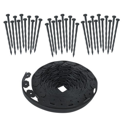 Solid Spare Landscape Edging with 32 8in Spikes for Lawn 1.5 Inch 100FT Black Garden Edging