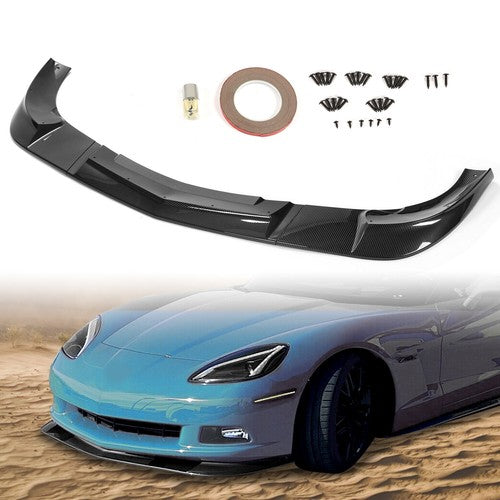 Solid Spare C6 ZR1 Style For 2005-2013 Corvette Base Models Carbon Look Front Splitter Lip