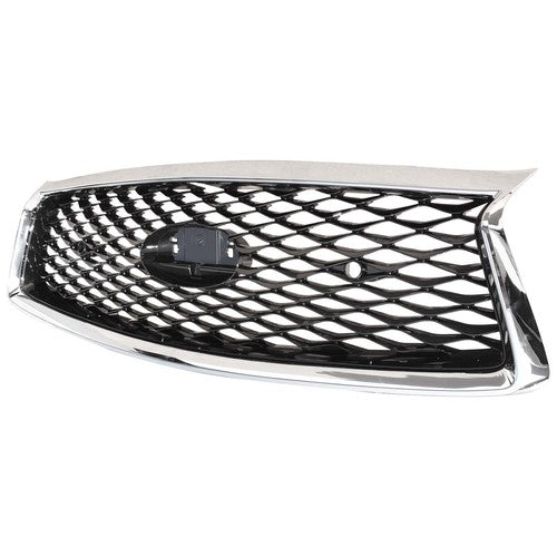 For 2018-2023 Infiniti Q50 Chrome Bezel Front Bumper Black Grille W/sensor holes