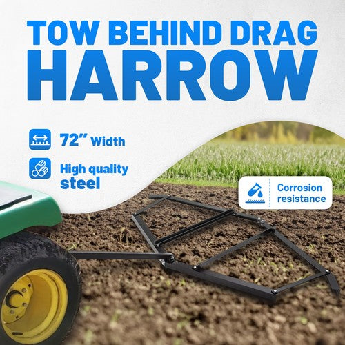 Solid Spare Driveway Drag Tow Behind Drag Harrow 72'' Width, Steel Gravel Grader For ATV,UTV