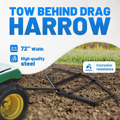 Solid Spare Driveway Drag Tow Behind Drag Harrow 72'' Width, Steel Gravel Grader For ATV,UTV