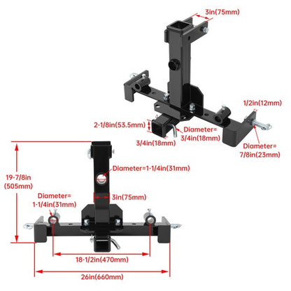 Solid Spare For Category 1 Tractor 3 Point Hitch Attachment Trailer Hitch Drawbar Adapter