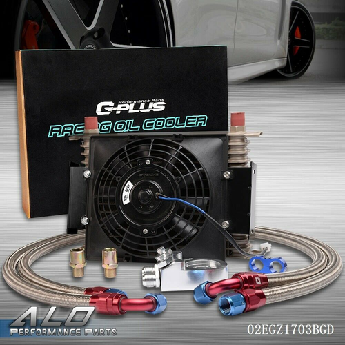 Solid Spare Universal 15 Row AN10 Aluminum Engine Transmission Oil Cooler + 7" Cooling Fan