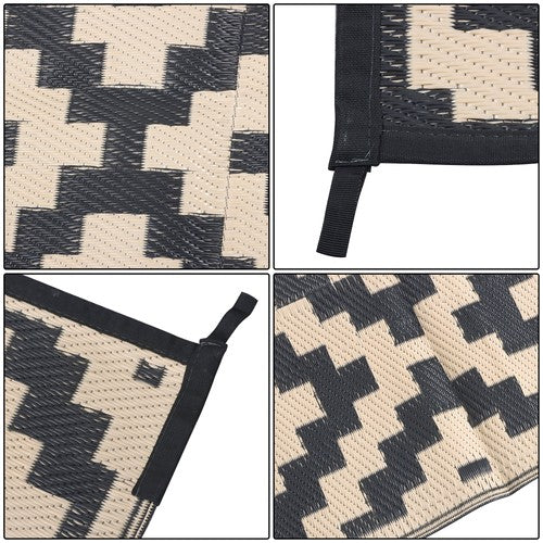 Solid Spare Waterproof Outdoor Plastic Straw Rug For Camping 6x9FT Black Beige Carpet