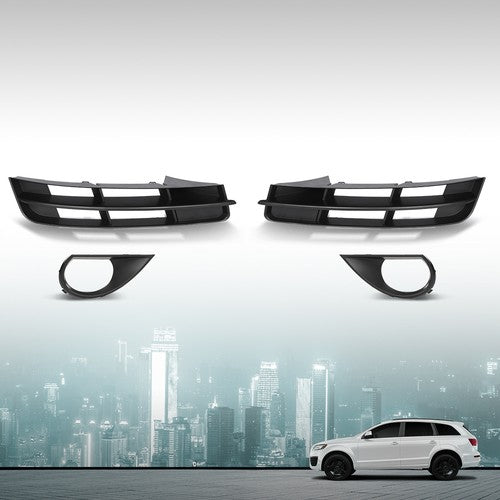 Solid Spare Fit For 10-15 Audi Q7 Standard Front Bumper Lower Fog Light Grille Covers Trim