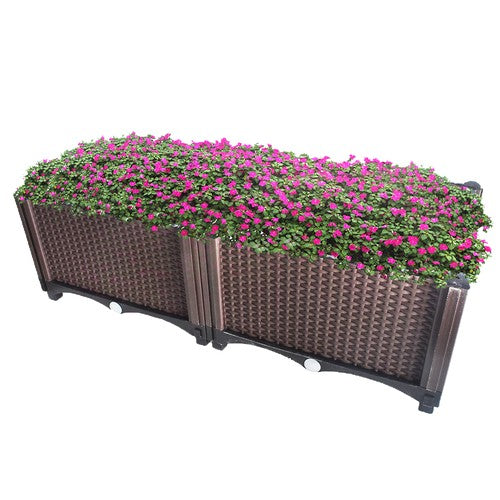 Solid Spare Set of 2 Elevated Plastic Planter Box Elevated Raised Garden Bed Indoor Outdoor