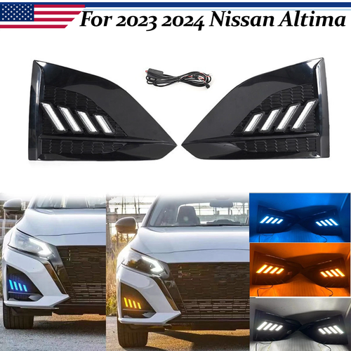 For Nissan Altima Sedan 2023 2024 DRL Daytime Running Light Fog Lamp Gloss Black