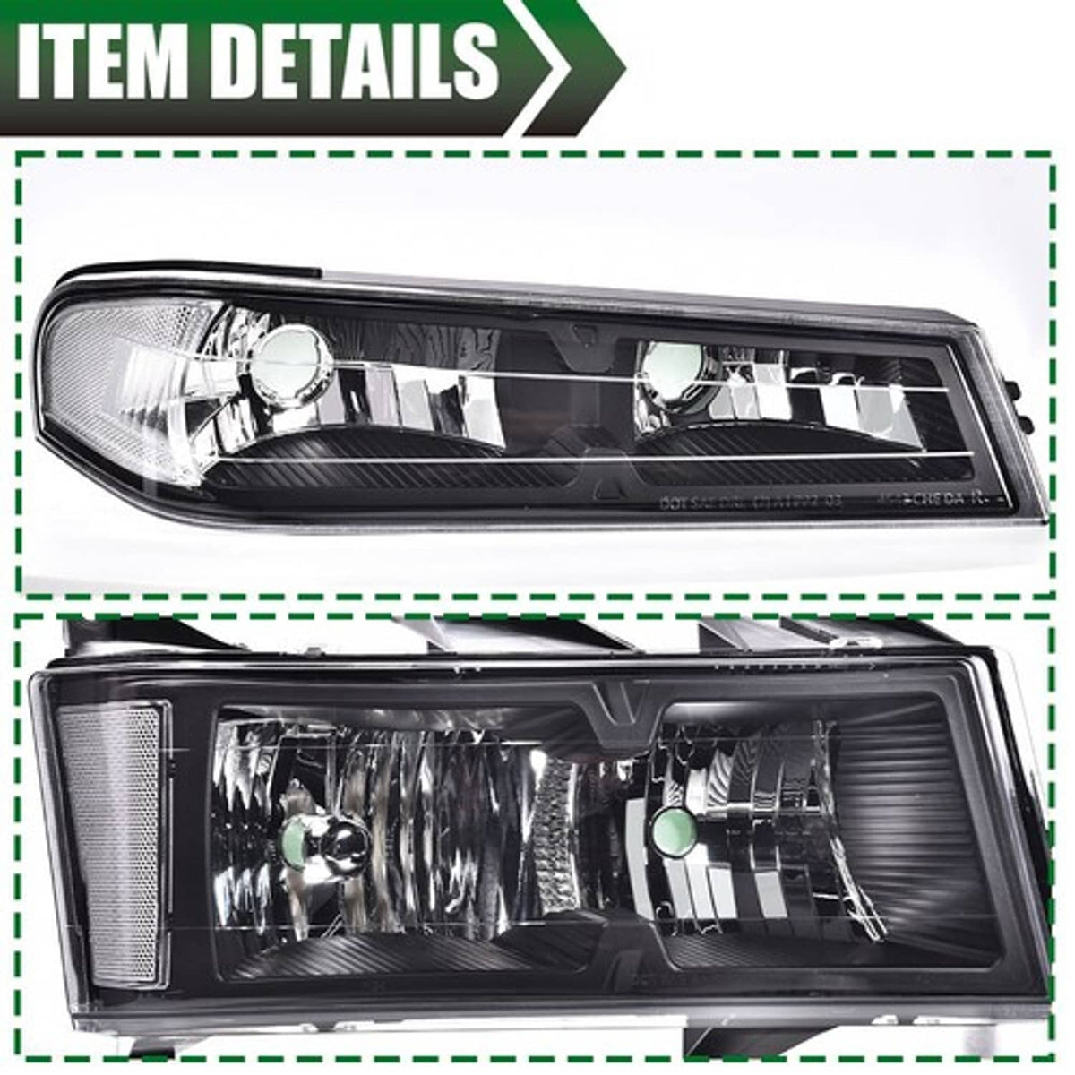 Solid Spare Clear Lens Black Housing Headlights Fit For 2004-2012 Chevy Colorado GMC Canyon