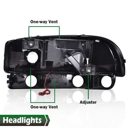 Solid Spare LED DRL Chrome Amber Headlights+Bumper Lamps Fit For 1999-2007 GMC Sierra/Yukon