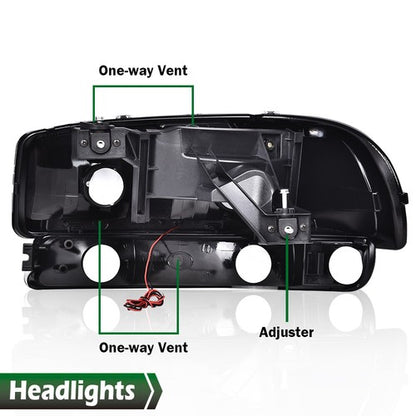 Solid Spare LED DRL Chrome Amber Headlights+Bumper Lamps Fit For 1999-2007 GMC Sierra/Yukon