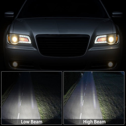 Solid Spare For 2011-2023 Chrysler 300 Black LED DRL Projector Headlights w/Bulbs Left&Right