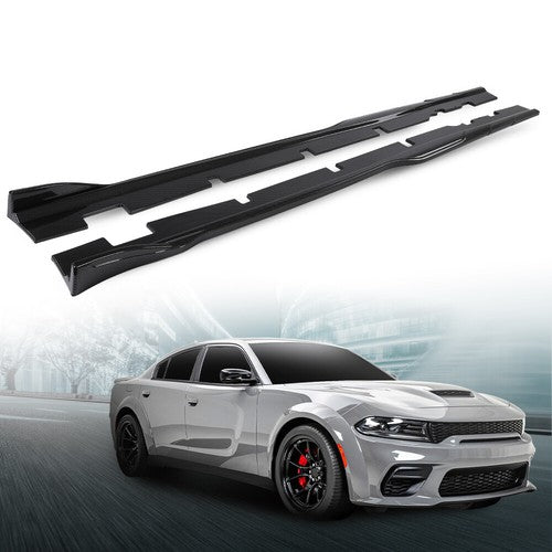 Solid Spare Body Kit Carbon Look Side Skirts Rocker Panel Fit For 15-23 Charger Widebody
