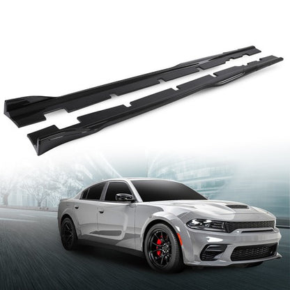 Solid Spare Body Kit Carbon Look Side Skirts Rocker Panel Fit For 15-23 Charger Widebody