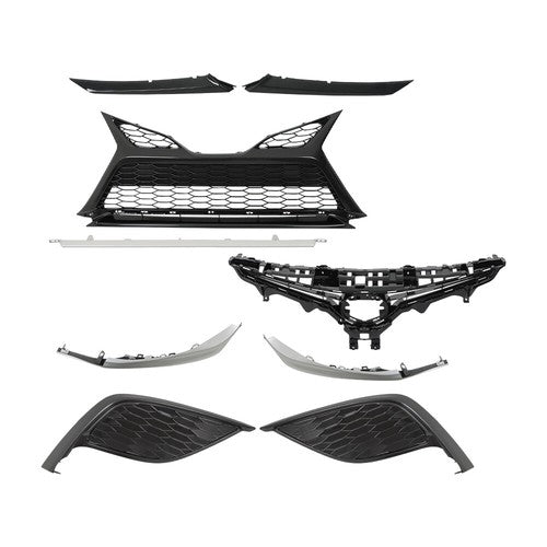 Solid Spare For Toyota Camry SE 2021 2022 2023 Front Upper And Lower Bumper Grilles 9Pcs
