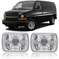 7x6 5X7 LED Halo Projector Headlight For Chevy Express Cargo Van 1500 2500 3500