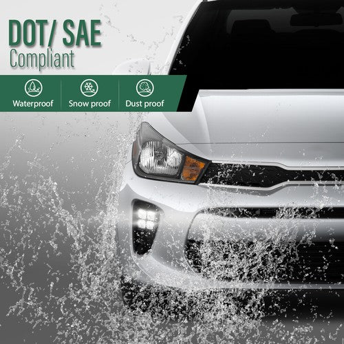 Solid Spare Fit For 2018-2020 Kia Rio LED DRL Daytime Running Fog Lights w/ Wire Switch