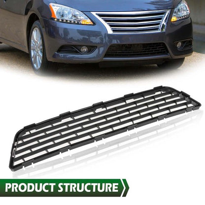 Solid Spare Fit For 2013-2015 Nissan Sentra Front Bumper Lower Grille Grill Cover Black