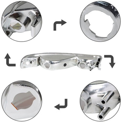 Solid Spare Pair Set For GMC Sierra 1500 1999-2007 Headlight Replacement Halogen Clear Lens