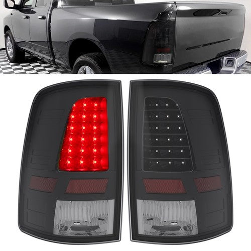 Solid Spare For 2009-2018 Dodge Ram 1500 2500 3500 LED Black Tail Lights Brake Lamps A Pair