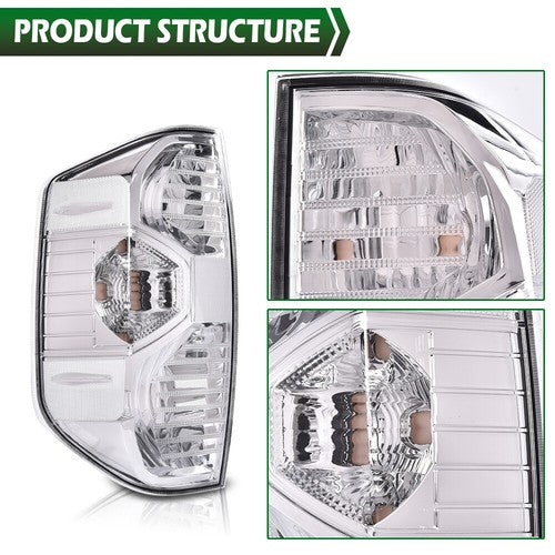 Solid Spare Fit For 14-21 Toyota Tundra Clear Rear Tail Lights Brake Lamps Assembly Pair
