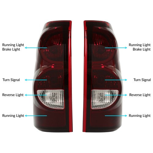 Solid Spare Tail Lights Brake Lamps W/Bulbs For 2003-2006 Chevy Silverado 1500 2500 3500 HD