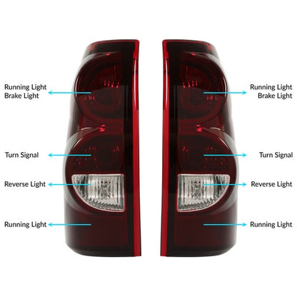 Solid Spare Tail Lights Brake Lamps W/Bulbs For 2003-2006 Chevy Silverado 1500 2500 3500 HD