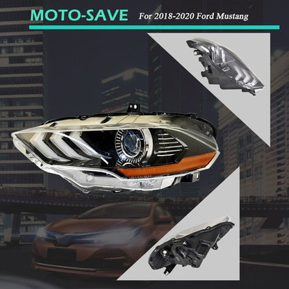 Solid Spare Front Headlights LED DRL Clear Lamp Driver Left Side For Ford Mustang 2018-2020