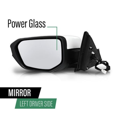 Solid Spare Fit For 16-2021 Honda Civic LX DX Left Side 3 Pin Manual Fold Power Mirror White