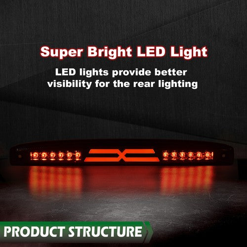 Solid Spare Fit For 03-06 Dodge Ram 2500 3500 LED Rear Center Tailgate Brake Light Smoke