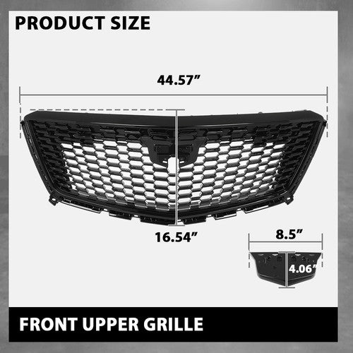 Solid Spare Front Bumper Grille Upper Grill Gloss Black Fit For 2017-2021 Cadillac XT5