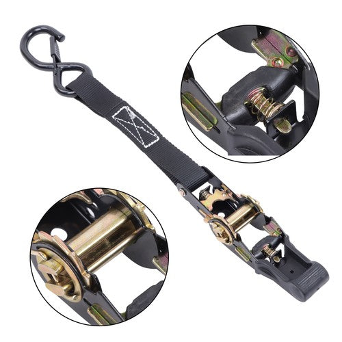 Solid Spare 4 Pack Steel Ratchet Strap Black Fracture Strength 2200lbs 1in*15ft S Hooks