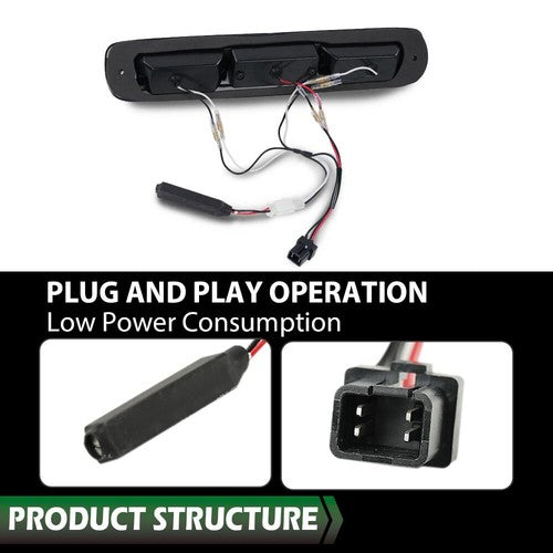 Solid Spare Fit For 99-2006 Chevy Silverado GMC Sierra LED 3rd Brake Light Cargo Lamp Black