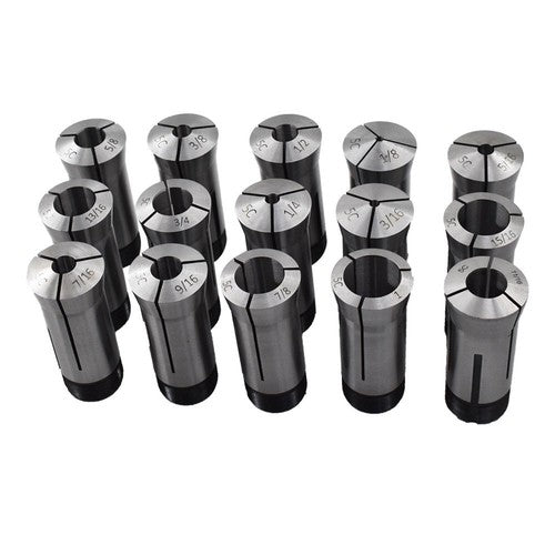 Solid Spare 15 Piece Set 1/8"-1" Capacity TIR 0.0005" High Precision 5C Round Collet
