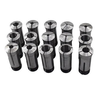 Solid Spare 15 Piece Set 1/8"-1" Capacity TIR 0.0005" High Precision 5C Round Collet