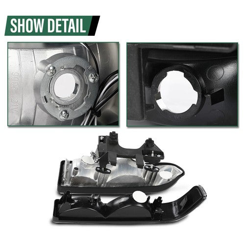 Solid Spare Fit For 1998-2004 Chevy S10 Blazer Smoke Lens Black Housing LED DRL Headlights