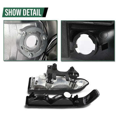 Solid Spare Fit For 1998-2004 Chevy S10 Blazer Smoke Lens Black Housing LED DRL Headlights