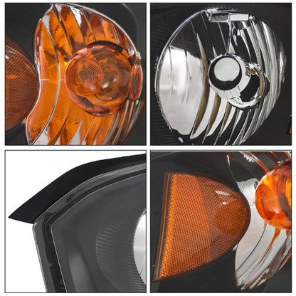 Solid Spare For Chevy Malibu 2004-2008 Headlights Headlamps Housing Halogen Black RH & LH
