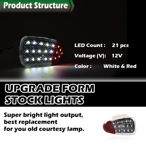 Solid Spare 2x LED Panel Door Interior Courtesy Light Lamp Fit For 1997-2003 Ford F150 F250