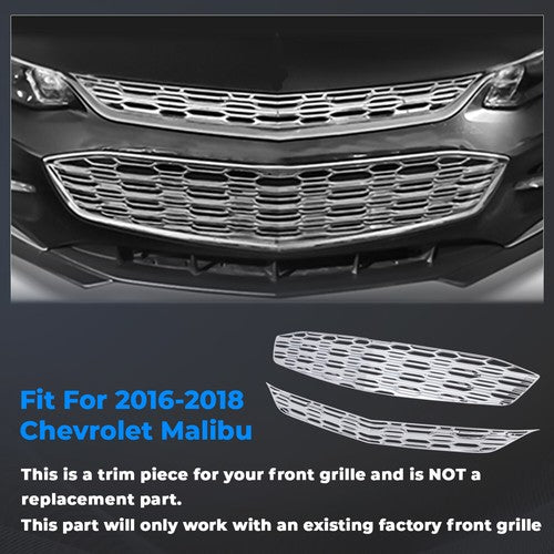 Solid Spare FOR 2016-2018 Chevy Malibu CHROME Snap On Grille Overlay Grill Covers Inserts