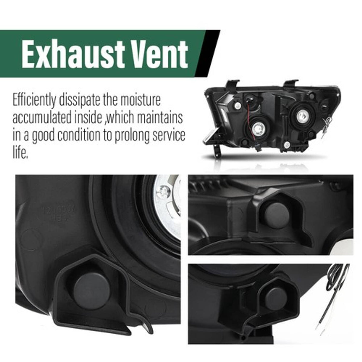 Solid Spare Fit For 07-13 Toyota Tundra 08-17 Sequoia Clear Lens Chrome LED Tube Headlights