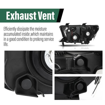 Solid Spare Fit For 07-13 Toyota Tundra 08-17 Sequoia Clear Lens Chrome LED Tube Headlights