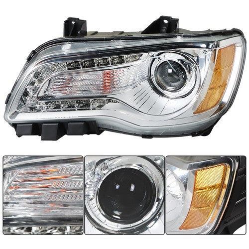Solid Spare Single LH Side For Chrysler 300 2011-2014 Headlight Replacement Halogen Clear