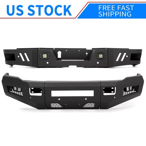 Solid Spare Front & Rear Bumper For Dodge Ram 2500 3500 2010-18 w/ LED lights Powder-Coated