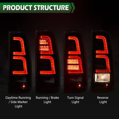 Solid Spare Fit For 1999-2006 Chevy Silverado GMC Sierra LED Tube Tail Lights Brake Lamps
