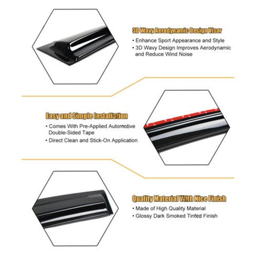 Solid Spare 4pcs Window Visors For Toyota Corolla 2003 2004-2008 Smoke Sun Rain Vent Shade
