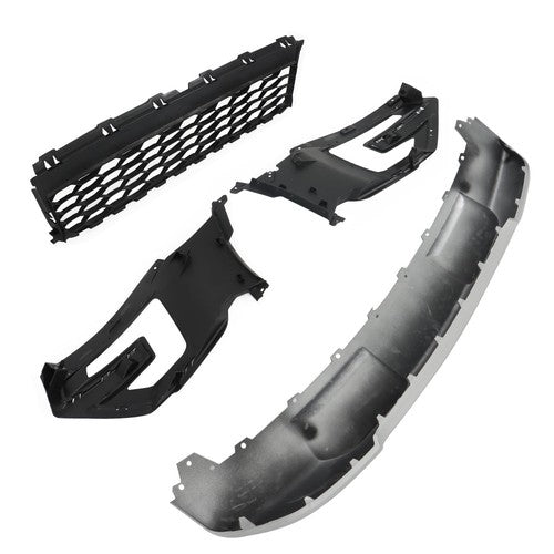 Solid Spare Compatible For 2016-2017 Ford Explorer Front Grille+Fog Light Frame*2+Skid Plate